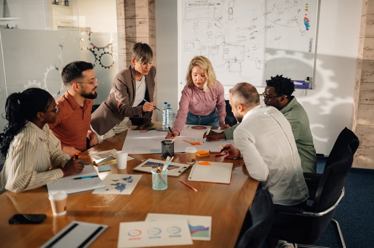 Diverse team of marketing professionals working together