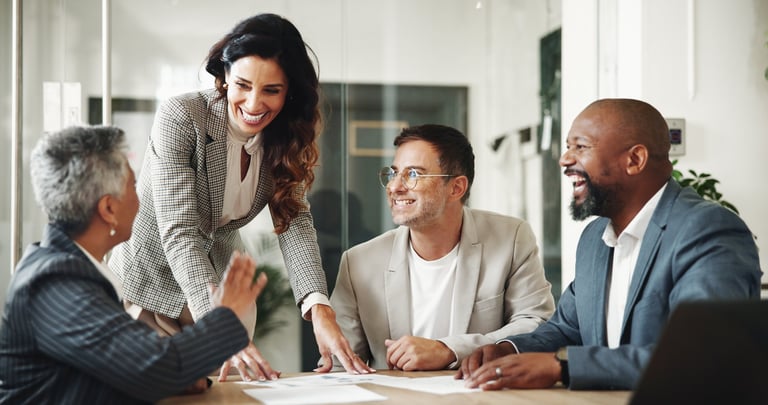 Meeting, documents and business people in office for finance investment