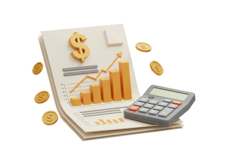 Financial Growth Chart with Dollar Sign and Calculator